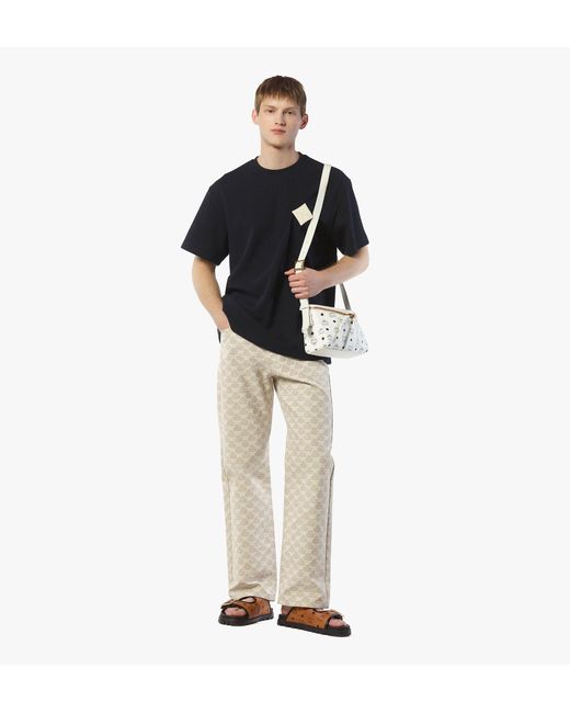 MCM White Diamant 3d Shoulder Bag In Visetos Leather Mix