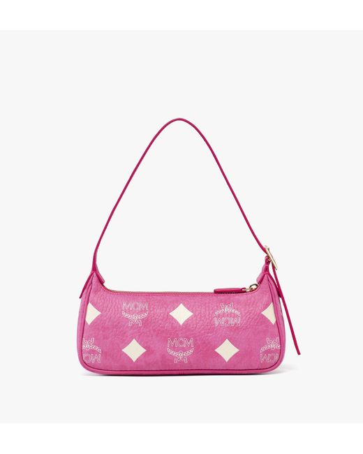 MCM Pink Aren Shoulder Bag In Maxi Visetos