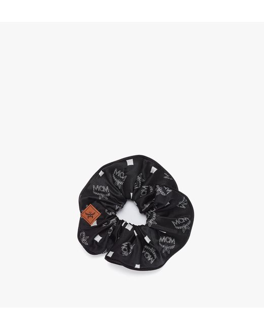 MCM Black Monogram Print Silk Scrunchie