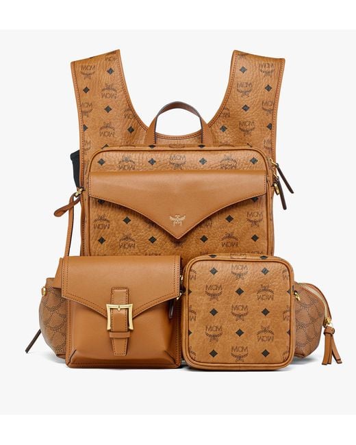 MCM Brown Aren Multi-backpack In Visetos for men