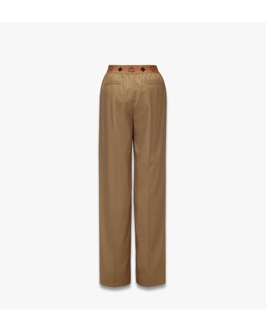 MCM Natural Monogram Pants In Wool Twill