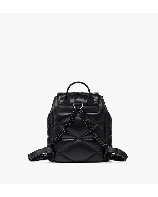 MCM Black Travia Backpack In Cloud Quilted Lamb Leather
