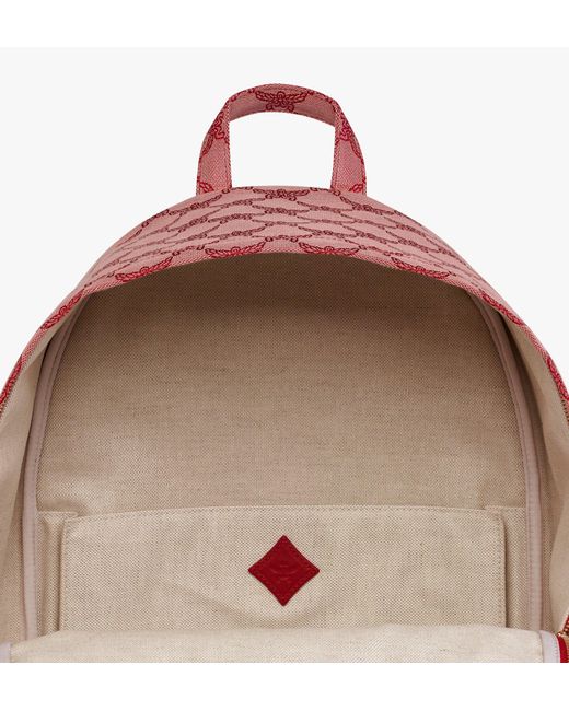 MCM Red Himmel Backpack In Lauretos Jacquard for men