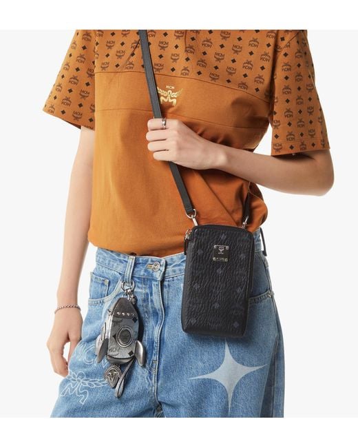 MCM Black Aren Phone Pouch In Visetos for men