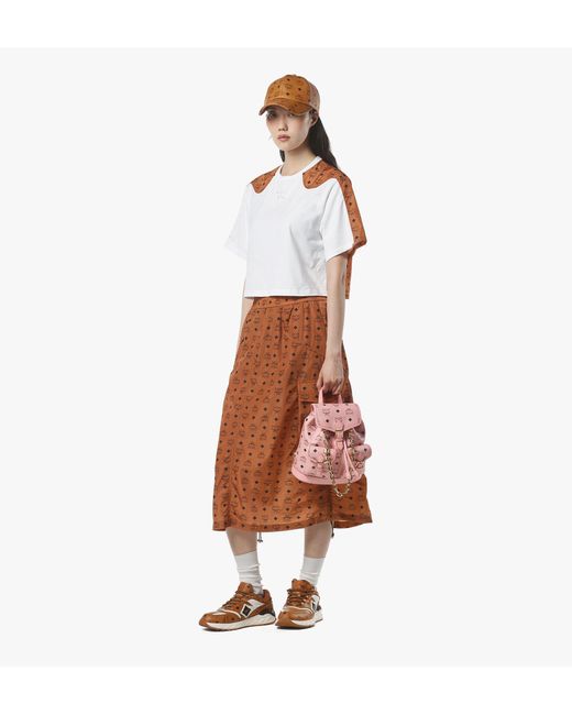MCM Pink Aren Drawstring Backpack In Visetos