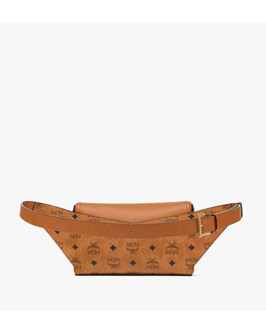 MCM Brown Diamond 3d Belt Bag In Visetos Leather Mix