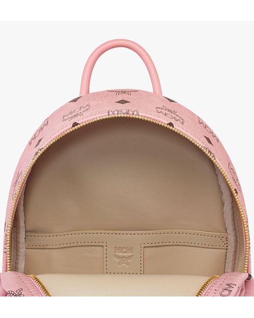 MCM Pink Stark Side Studs Backpack In Visetos for men