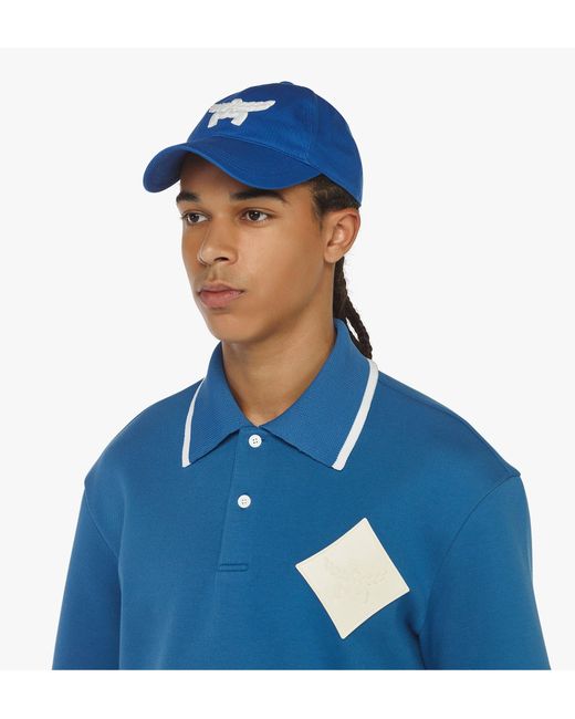 MCM Blue Essential Logo Cap In Cotton Twill for men