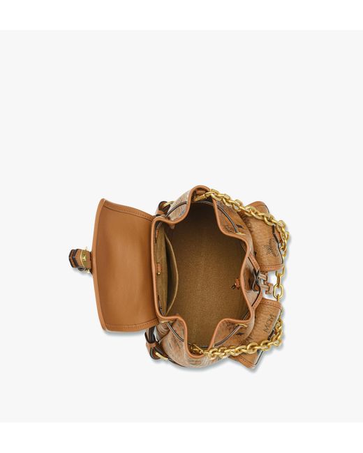 MCM Metallic Aren Drawstring Backpack In Visetos