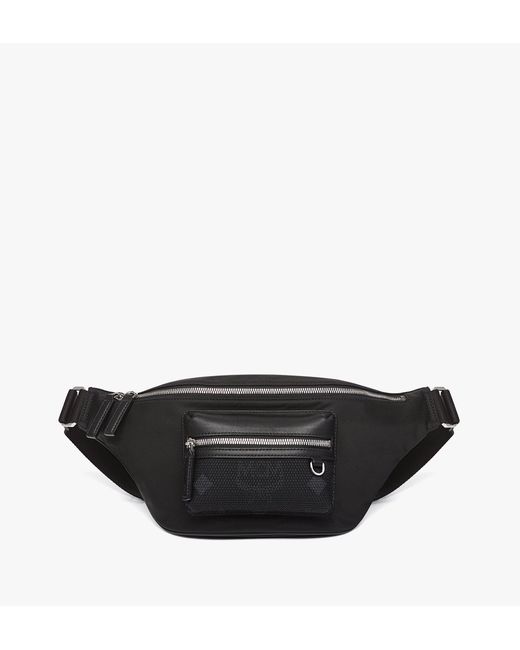 MCM Black Fursten Belt Bag In Recycled Nylon for men