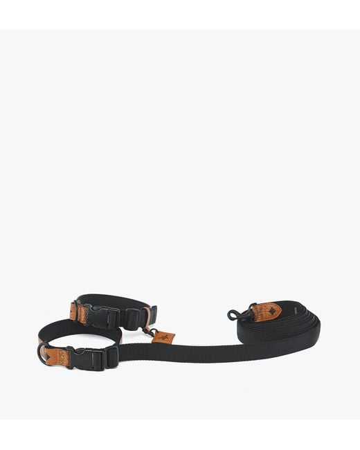 MCM Black Pet Collar And Crossbody Leash In Visetos