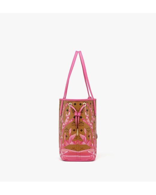 MCM Pink Liz Shopper In Cubic Coral Visetos