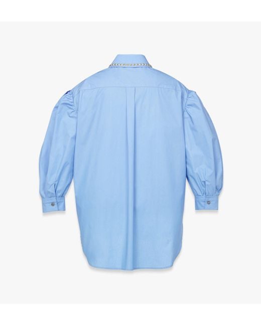 MCM Blue Three-quarter Puff Sleeve Oversized Shirt
