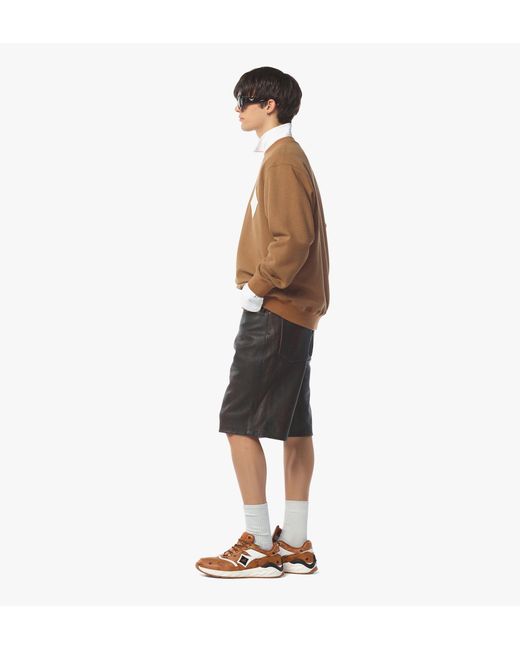 MCM Brown Logo Patch Bouclé Sweatshirt for men