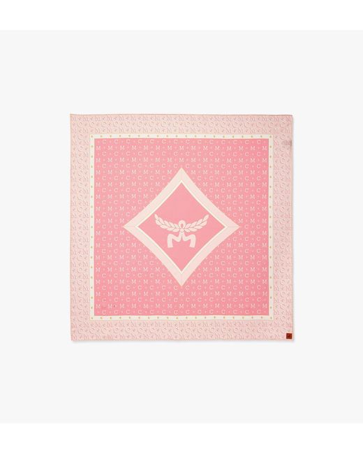 MCM Pink Diamond Monogram Scarf In Organic Silk