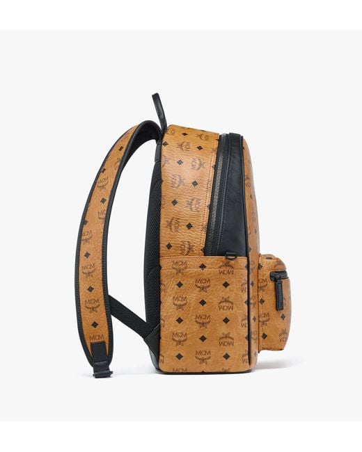 MCM Brown Stark Backpack In Mega Laurel Visetos for men