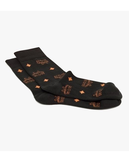 MCM Black Monogram Knit Socks for men