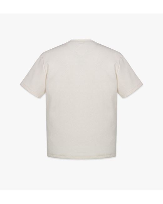 MCM White Logo Patch Bouclé T-shirt for men