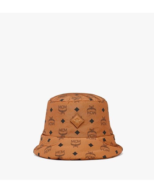 MCM Brown Padded Bucket Hat In Monogram Print Econyl for men