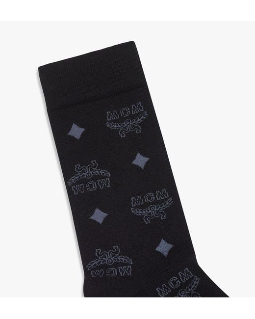 MCM Black Monogram Knit Socks for men