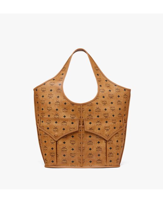 MCM Brown Aren Mama Shopper In Visetos