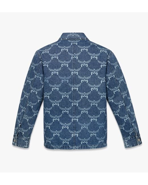 MCM Blue Lauretos Monogram Denim Jacket for men
