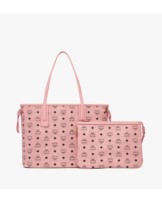 MCM Pink Liz Shopper In Visetos
