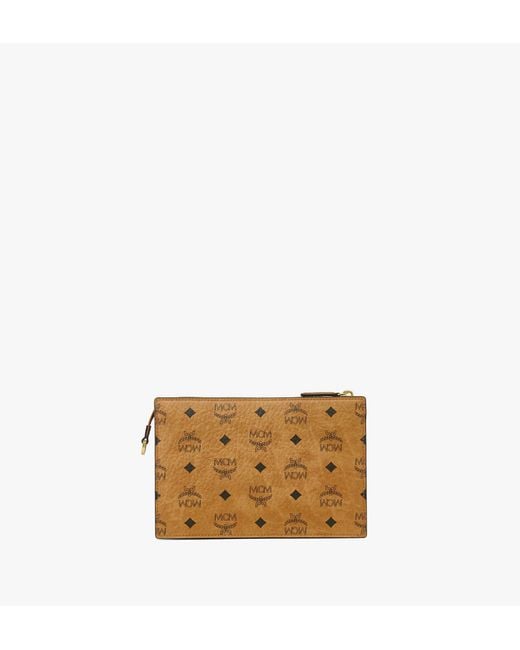 MCM Brown Aren Standing Crossbody Pouch In Visetos for men