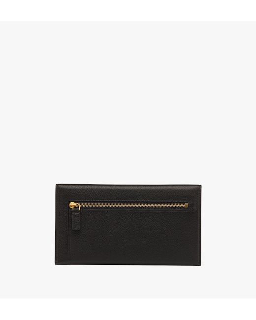 MCM Black Himmel Continental Pouch In Embossed Leather