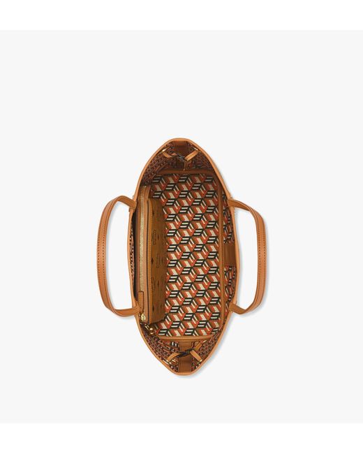 MCM Brown Reversible Liz Shopper In Visetos