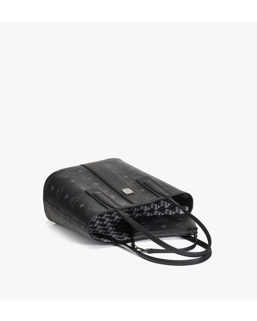 MCM Black Reversible Liz Shopper In Visetos