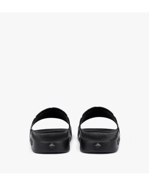 MCM Black Monogram Print Rubber Slides