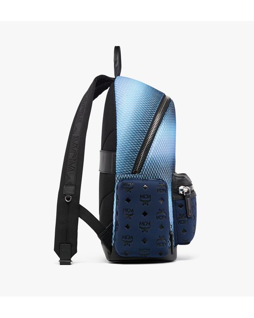 MCM Blue Stark Backpack In Gradation Mesh And Monogram Neoprene for men