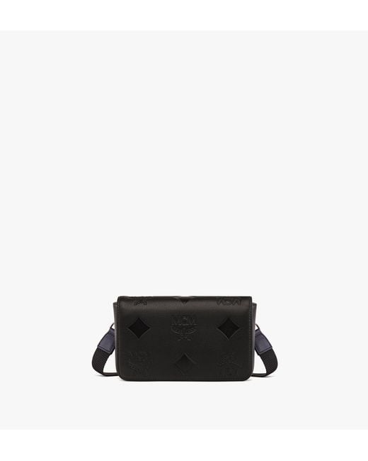 MCM Black Aren Camera Bag In Maxi Monogram Leather for men