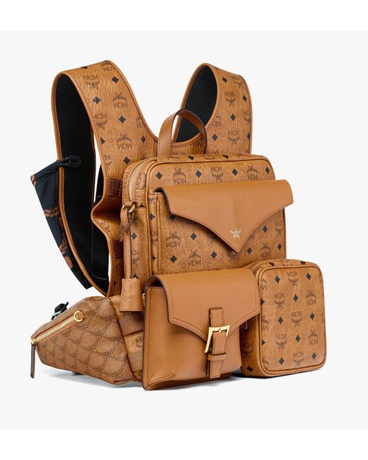 MCM Brown Aren Multi-backpack In Visetos for men