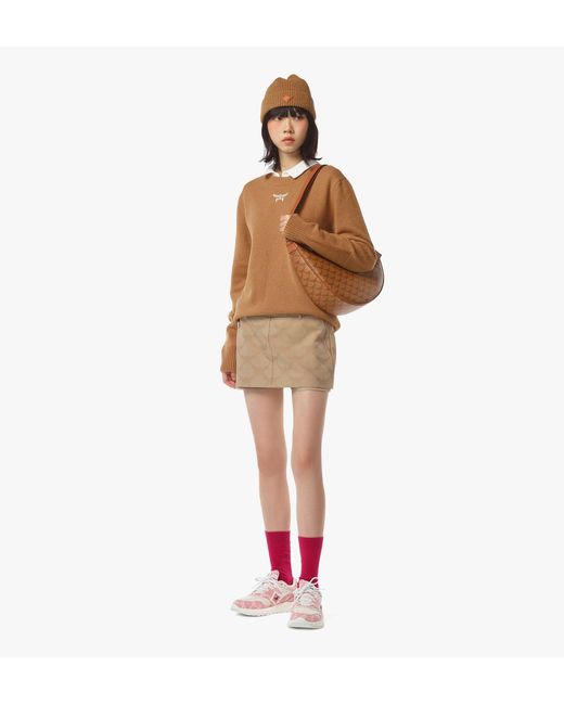 MCM Brown Himmel Ascending Moon Hobo In Lauretos
