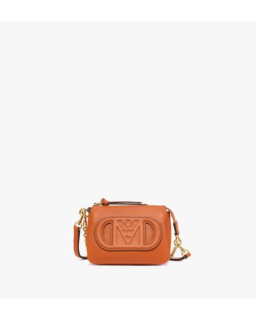 MCM Orange Mode Travia Shoulder Bag In Spanish Calf Leather