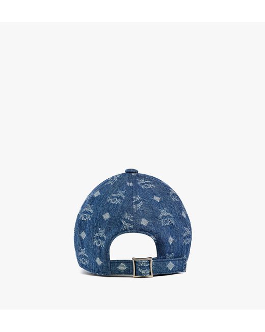 MCM Blue Classic Cap In Monogram Denim Jacquard for men