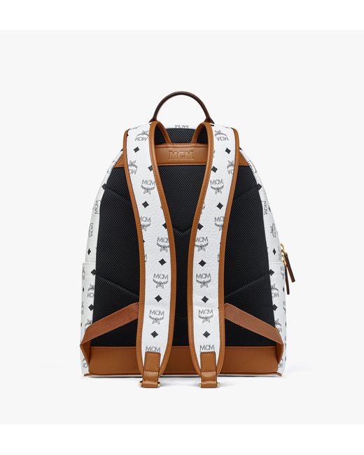 MCM White Stark Backpack In Mega Laurel Visetos for men