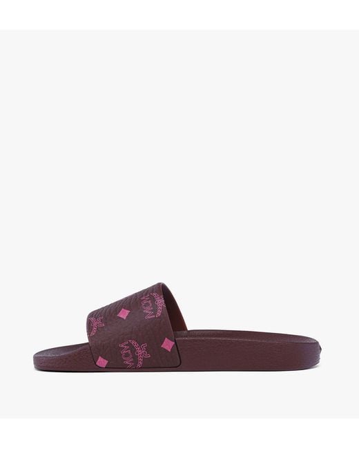 MCM Purple Monogram Print Rubber Slides