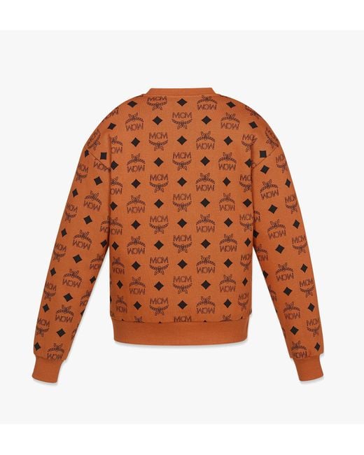 MCM Orange Maxi Monogram Print Sweatshirt In Organic Cotton