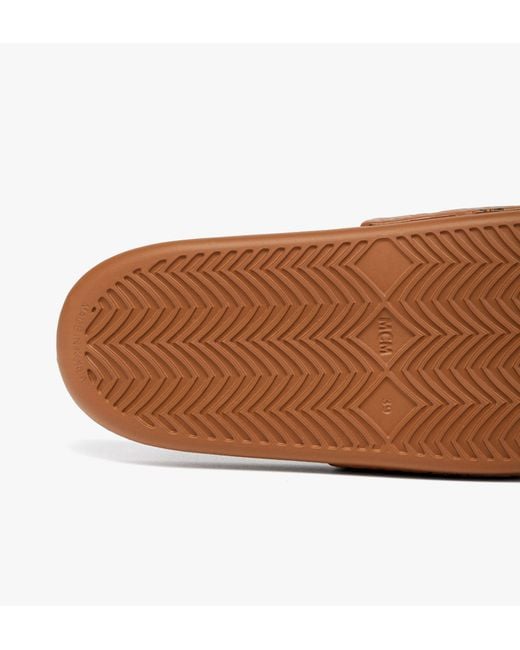 MCM Brown Monogram Print Rubber Slides for men