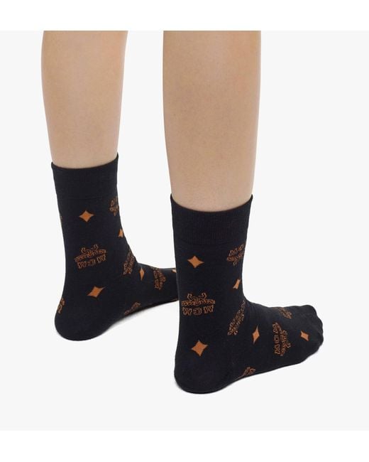 MCM Black Monogram Knit Socks for men