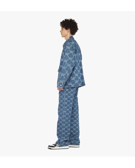 MCM Blue Lauretos Monogram Denim Jacket for men