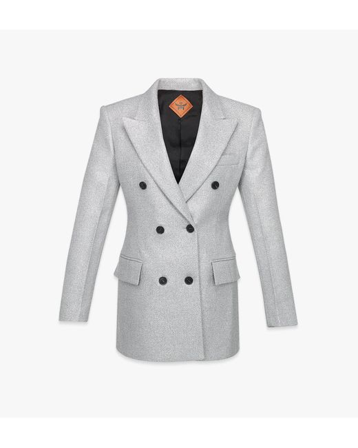MCM Gray Metallic Lurex Tweed Jacket
