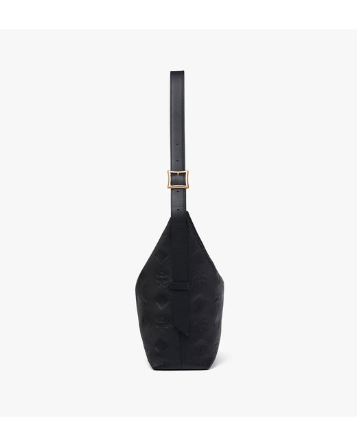 MCM Black Aren Hobo In Maxi Monogram Leather