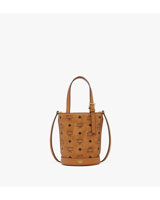 MCM Brown Aren Bucket Tote In Visetos