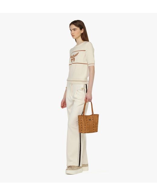 MCM Brown Reversible Liz Shopper In Visetos