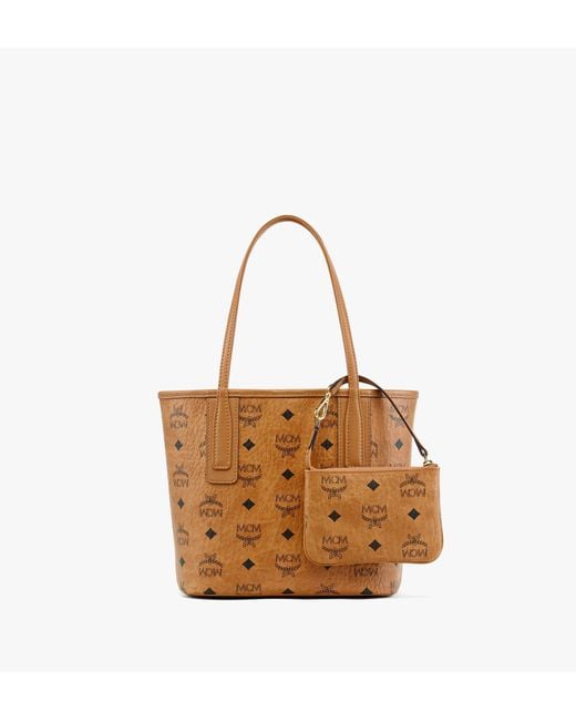 MCM Brown Reversible Liz Shopper In Visetos