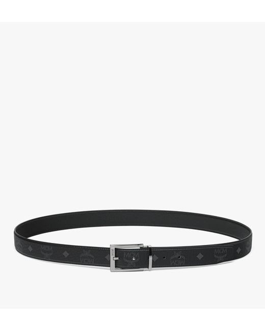 MCM Black Aren Reversible Belt 1.3" In Visetos for men